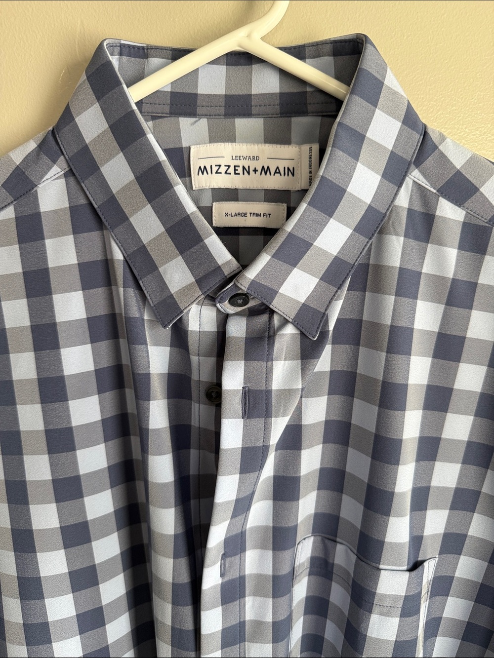 Mizzen+Main Gray and Light Blue Checked Leeward Button-Down Shirt